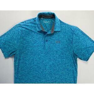 Under Armour Heat Gear Loose Performance Polo Golf Shirt. Heather Green, Men's M